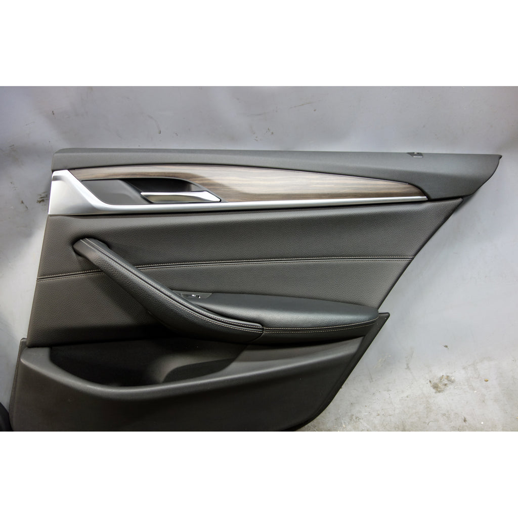 17-20 BMW G30 5-Series S Rear Interior Door Trim Panel Pair Black Leather OEM