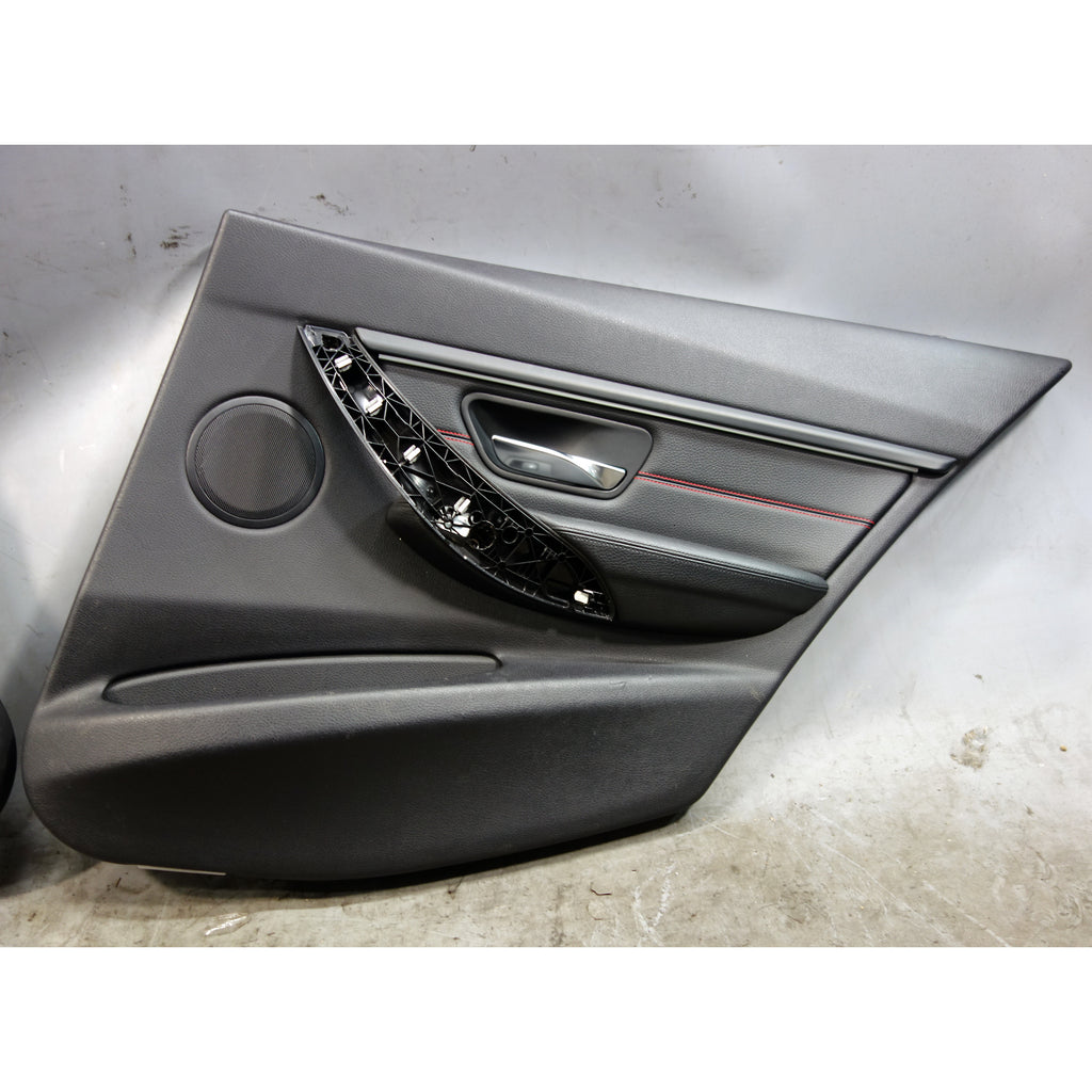 BMW 3-Series F30 F31 OEM Rear Door Panels Pair Black Leather Red Accent 12-19