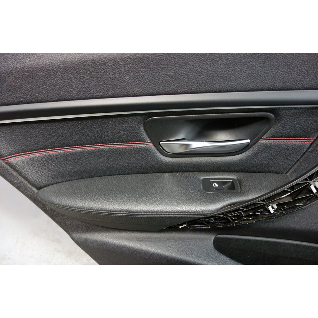 BMW 3-Series F30 F31 OEM Rear Door Panels Pair Black Leather Red Accent 12-19